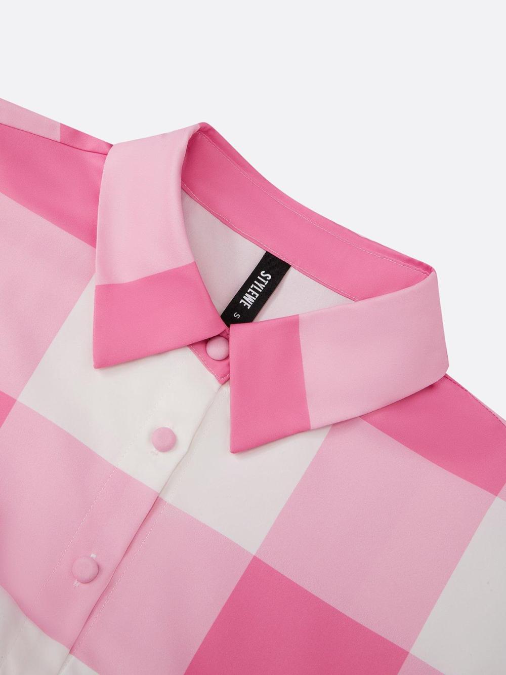 Women Casual Plaid Printing Raglan Sleeve Shirt Collar Midi Dress With Belt | Shirt Dresses