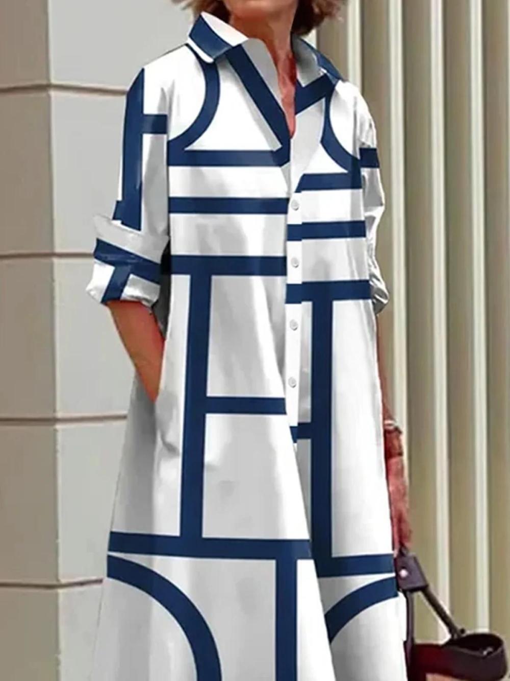 Women Versatile Classic Button-Front Shirt Dress With Pocket | Shirt Dresses