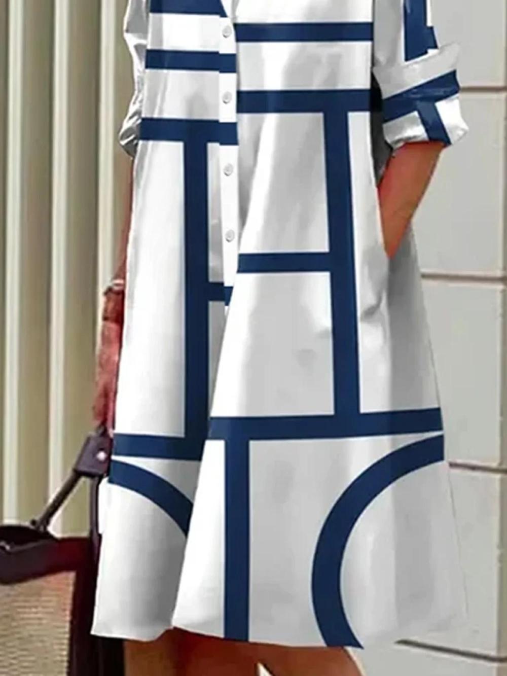 Women Versatile Classic Button-Front Shirt Dress With Pocket | Shirt Dresses