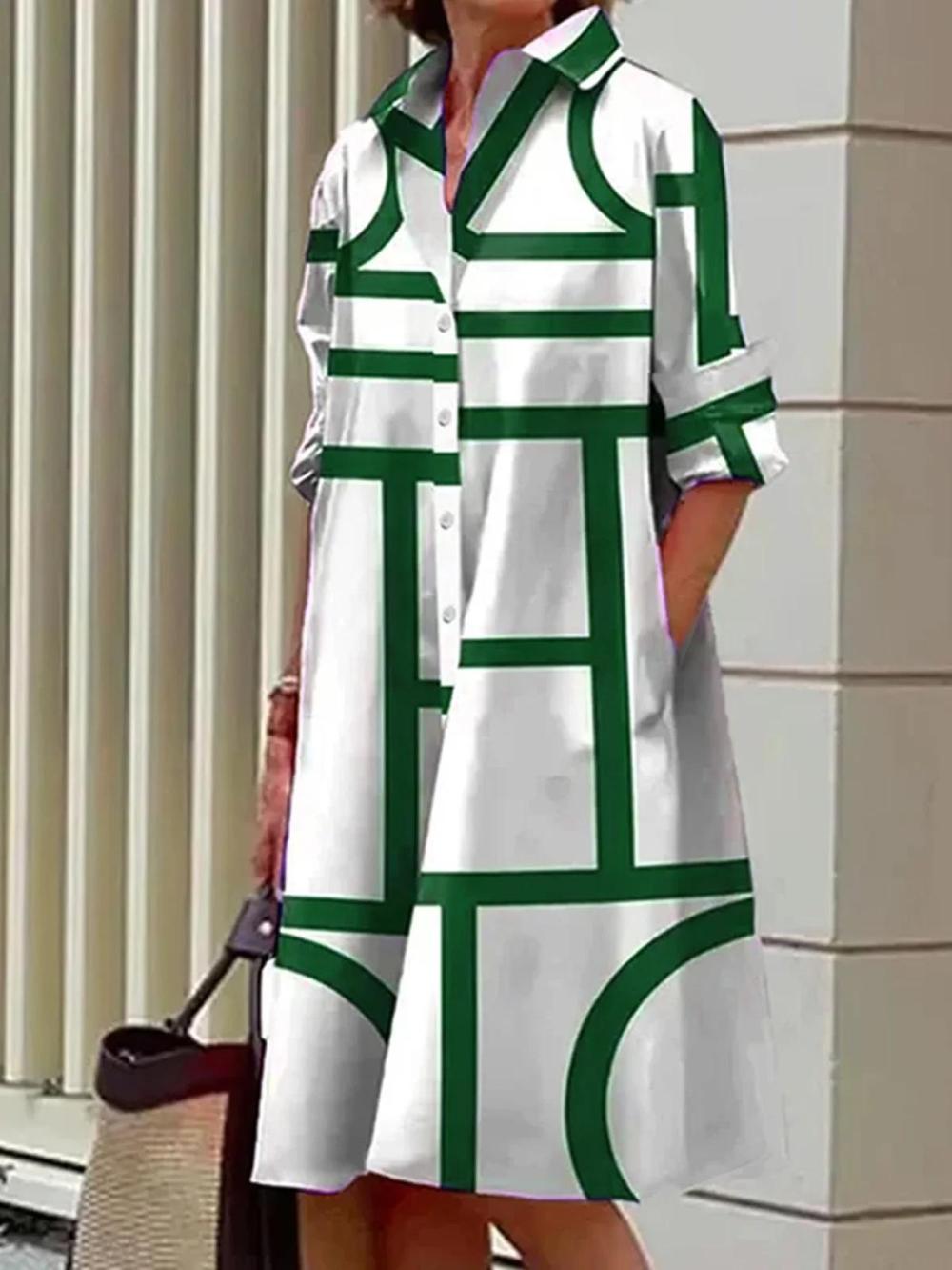 Women Versatile Classic Button-Front Shirt Dress With Pocket | Shirt Dresses