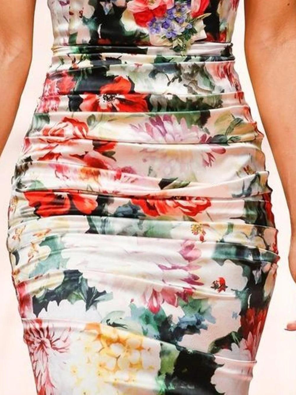 Women Elegant Floral V Neck Midi Dress | Floral Dresses